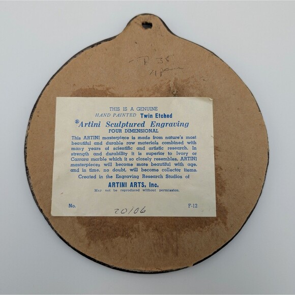 Vintage Artini Arts Twin Etched Hand Painted 4D Boy Girl Wall Hanging Decor Set - Picture 3 of 9